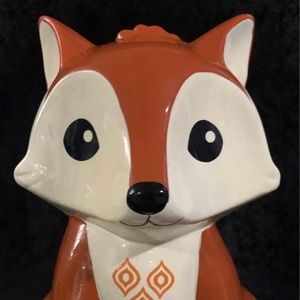 FAB Starpoint Orange And White Fox 9” Tall Ceramic Coin Piggy Bank